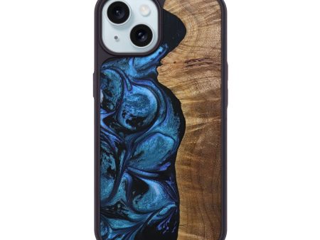 iPhone 15 Wood+Resin Phone Case - Aitana (Blue, 692114) For Discount