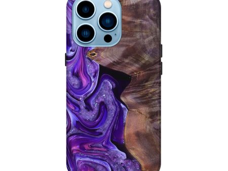 iPhone 14 Pro Wood+Resin Live Edge Phone Case - Bonnie (Purple, 689552) Cheap