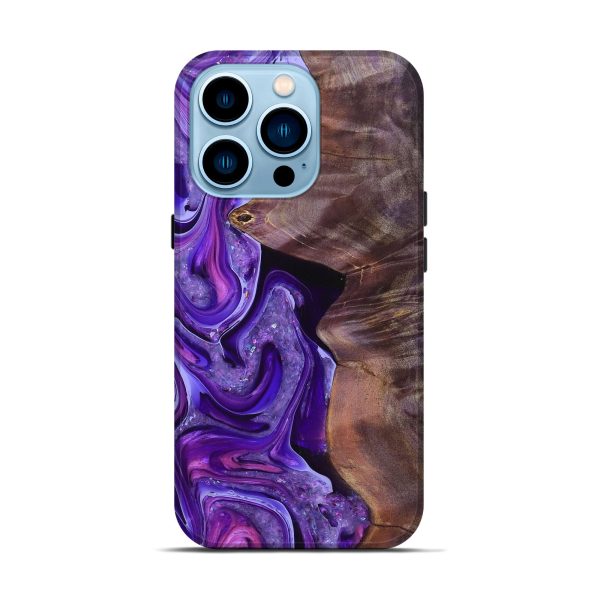 iPhone 14 Pro Wood+Resin Live Edge Phone Case - Bonnie (Purple, 689552) Cheap