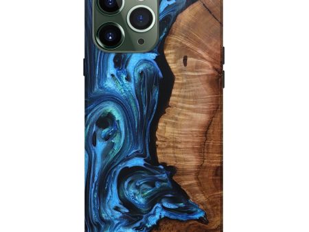 iPhone 13 Pro Max Wood+Resin Live Edge Phone Case - Isiah (Blue, 693812) For Sale