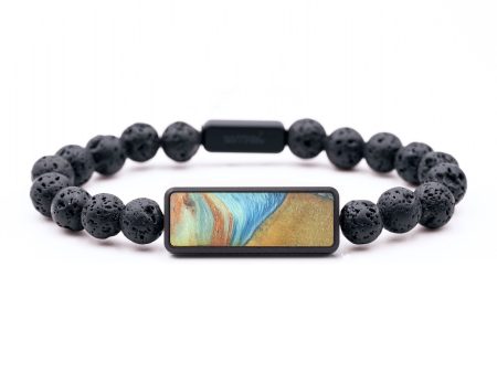 Lava Bead Wood+Resin Bracelet - Remington (Teal & Gold, 692996) Discount