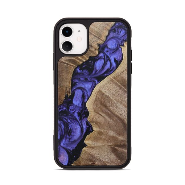 iPhone 11 Wood+Resin Phone Case - Angie (Purple, 692031) Cheap