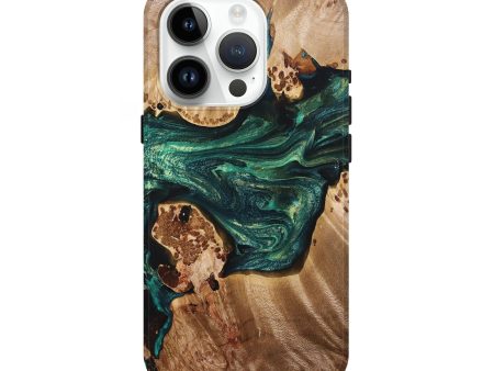 iPhone 15 Pro Wood+Resin Live Edge Phone Case - Braelynn (Green, 693574) For Discount