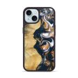 iPhone 15 Wood+Resin Phone Case - Lindsay (Teal & Gold, 691561) on Sale