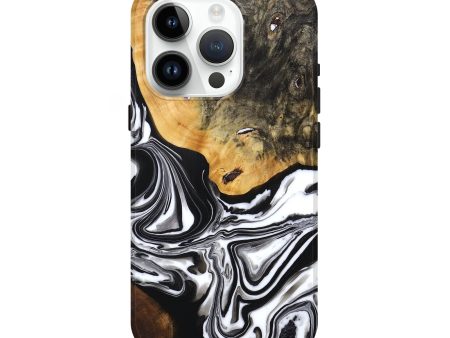 iPhone 15 Pro Wood+Resin Live Edge Phone Case - Addyson (Black & White, 691891) Online Hot Sale