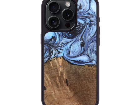 iPhone 15 Pro Wood+Resin Phone Case - Terence (Blue, 692425) Hot on Sale