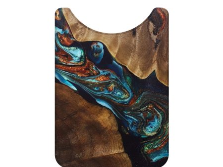 Live Edge Wood+Resin Wallet - Fiona (Teal & Gold, 692283) For Sale