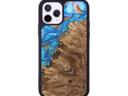 iPhone 11 Pro Wood+Resin Phone Case - Alisa (Teal & Gold, 693761) Hot on Sale