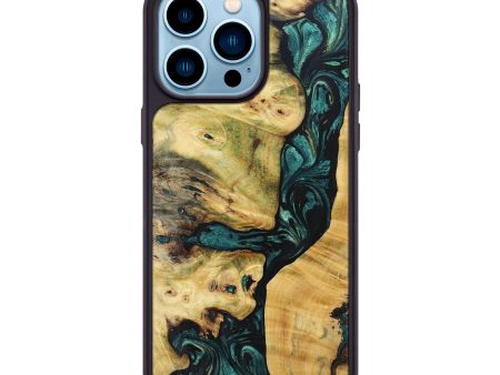 iPhone 14 Pro Max Wood+Resin Phone Case - Gayle (Green, 692781) For Cheap