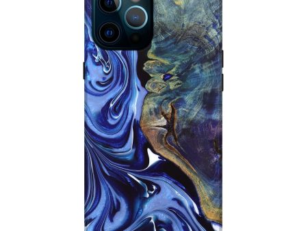 iPhone 12 Pro Max Wood+Resin Live Edge Phone Case - Lara (Blue, 692650) For Cheap