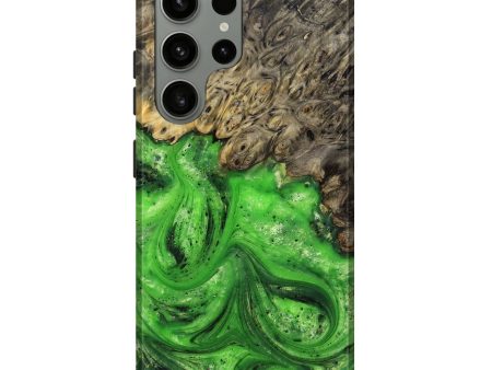 Galaxy S23 Ultra Wood+Resin Live Edge Phone Case - Lori (Green, 691997) Discount