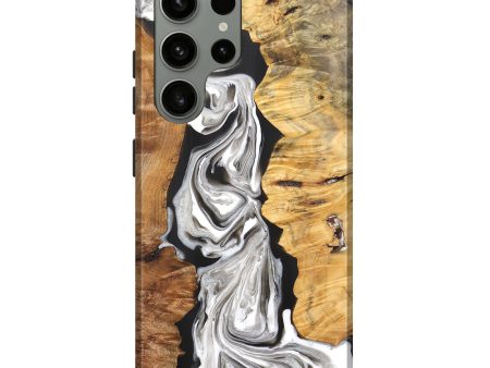 Galaxy S23 Ultra Wood+Resin Live Edge Phone Case - Emilio (Black & White, 691876) Sale