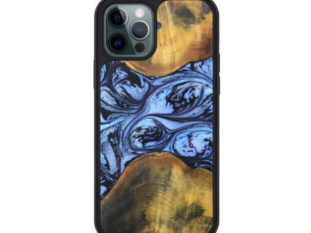 iPhone 12 Pro Wood+Resin Phone Case - Addie (Blue, 692419) Sale