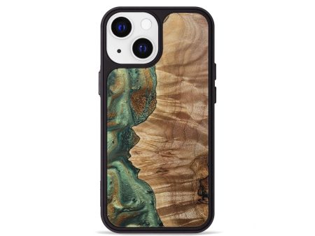 iPhone 13 mini Wood+Resin Phone Case - Brittney (Green, 692055) For Discount