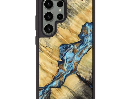 Galaxy S24 Ultra Wood+Resin Phone Case - Reed (Teal & Gold, 692585) Discount