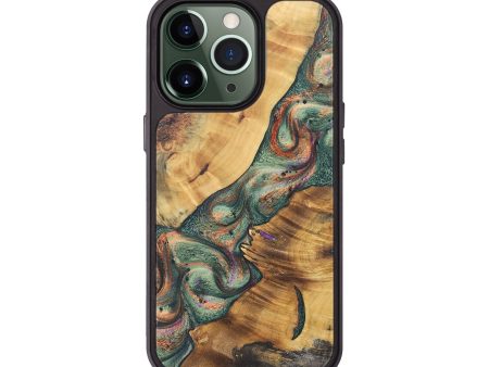 iPhone 13 Pro Wood+Resin Phone Case - Doug (Green, 692462) For Sale