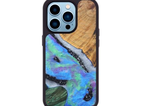 iPhone 14 Pro Wood+Resin Phone Case - Emil (Cosmos, 689608) For Sale