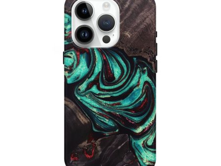 iPhone 15 Pro Wood+Resin Live Edge Phone Case - Analia (Green, 692335) Cheap