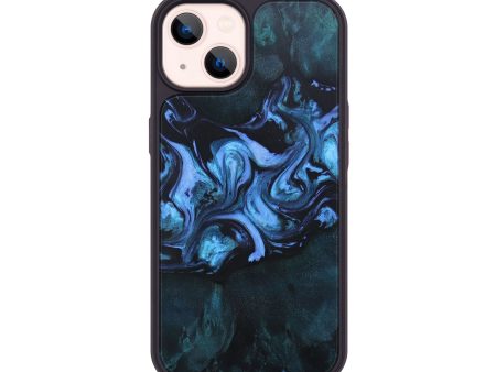 iPhone 14 Wood+Resin Phone Case - Dakota (Blue, 691595) For Cheap