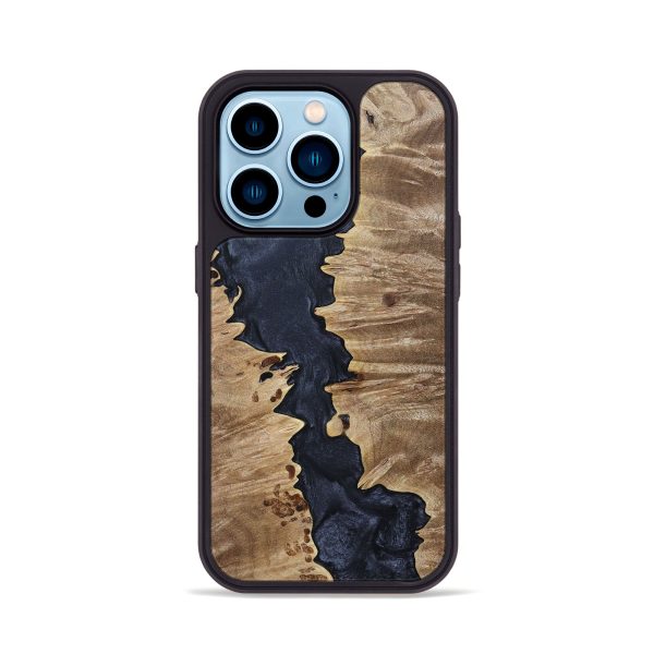 iPhone 14 Pro Wood+Resin Phone Case - Armando (Pure Black, 693852) Cheap