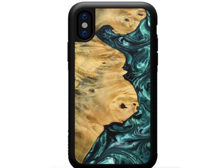 iPhone Xs Wood+Resin Phone Case - Russell (Green, 692247) Fashion