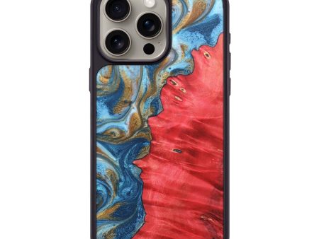 iPhone 15 Pro Max Wood+Resin Phone Case - Cecil (Teal & Gold, 688935) Online