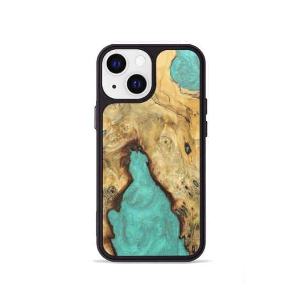 iPhone 13 mini Wood+Resin Phone Case - Daryl (Green, 690414) Sale