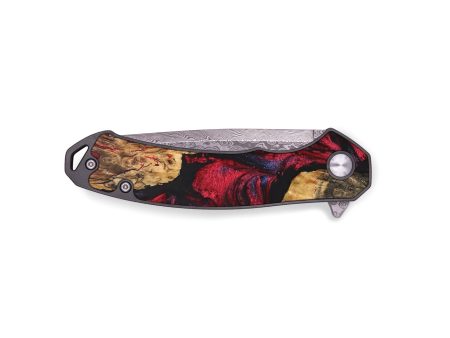 EDC Wood+Resin Pocket Knife - Gabriella (Red, 691030) For Sale