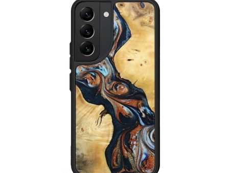 Galaxy S22 Wood+Resin Phone Case - Colton (Teal & Gold, 693760) Fashion