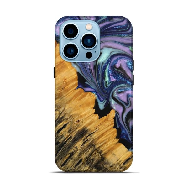 iPhone 14 Pro Wood+Resin Live Edge Phone Case - Benjamin (Purple, 691902) Fashion