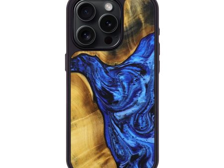 iPhone 15 Pro Wood+Resin Phone Case - Travis (Blue, 692097) on Sale