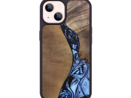 iPhone 14 Wood+Resin Phone Case - Kristina (Blue, 692421) Fashion