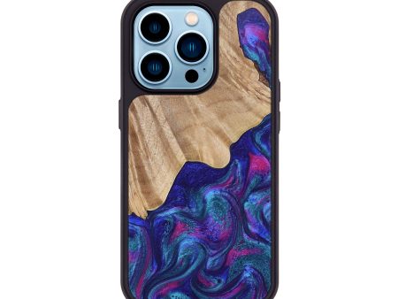 iPhone 14 Pro Wood+Resin Phone Case - Keisha (Purple, 688983) For Sale