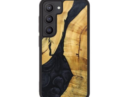 Galaxy S23 Wood+Resin Phone Case - Adrienne (Pure Black, 692409) on Sale