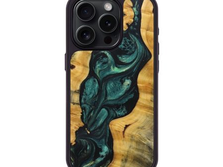 iPhone 15 Pro Wood+Resin Phone Case - Tim (Green, 691906) Supply