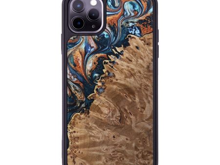 iPhone 11 Pro Max Wood+Resin Phone Case - Giuliana (Teal & Gold, 693772) Sale