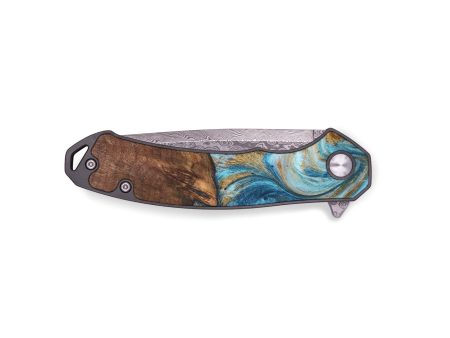 EDC Wood+Resin Pocket Knife - Dick (Teal & Gold, 691406) Online Sale