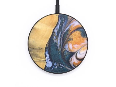 Circle Wood+Resin Wireless Charger - Santiago (Teal & Gold, 691813) Discount