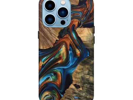 iPhone 14 Pro Wood+Resin Live Edge Phone Case - Theresa (Blue, 691463) Online Hot Sale