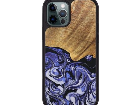 iPhone 12 Pro Wood+Resin Phone Case - Phoenix (Purple, 688981) For Sale