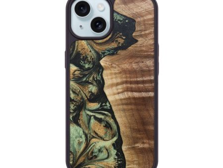 iPhone 15 Wood+Resin Phone Case - Kinsley (Green, 691585) Online now