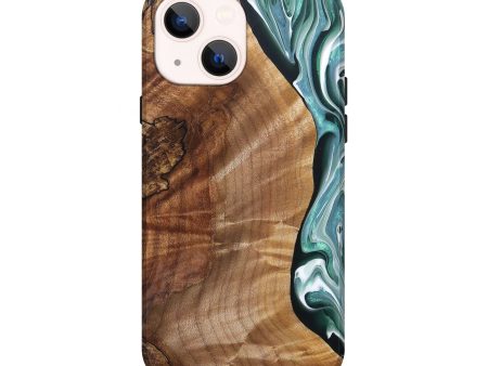 iPhone 14 Wood+Resin Live Edge Phone Case - Maximus (Green, 689580) Hot on Sale