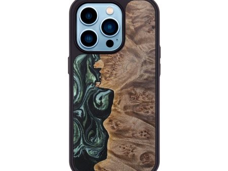 iPhone 14 Pro Wood+Resin Phone Case - Diane (Green, 692453) Sale