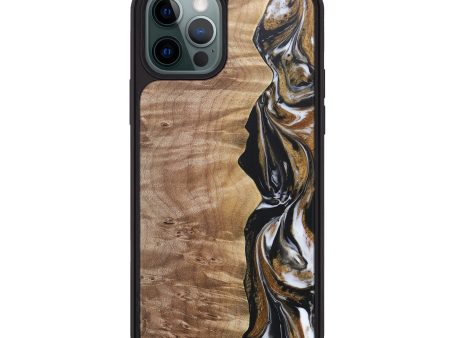 iPhone 12 Pro Max Wood+Resin Phone Case - Jasmin (Black & White, 689837) Online Hot Sale