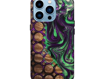 iPhone 14 Pro Wood+Resin Live Edge Phone Case - Eddie (Green, 693967) Cheap