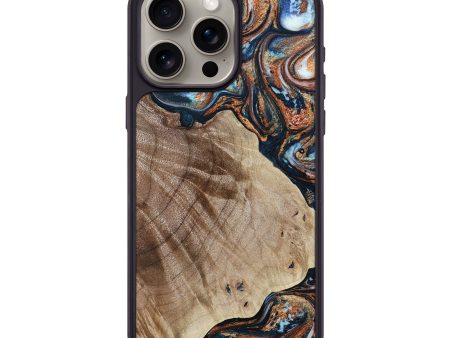 iPhone 15 Pro Max Wood+Resin Phone Case - Elsa (Teal & Gold, 693762) Online Sale