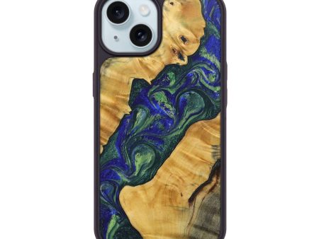 iPhone 15 Wood+Resin Phone Case - Abram (Green, 691633) Fashion