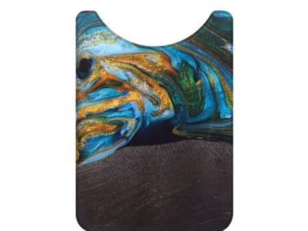 Live Edge Wood+Resin Wallet - Asher (Teal & Gold, 692679) on Sale