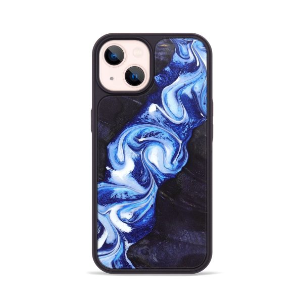 iPhone 14 Wood+Resin Phone Case - Ron (Blue, 692439) For Cheap