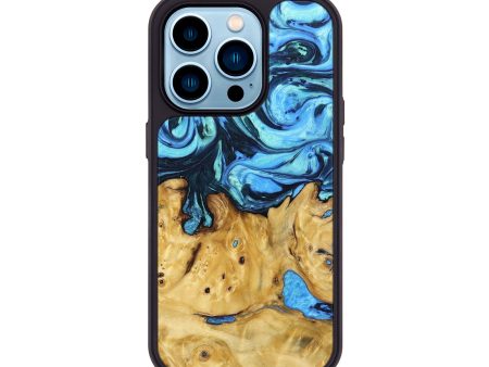 iPhone 14 Pro Wood+Resin Phone Case - Ella (Blue, 692807) Online now